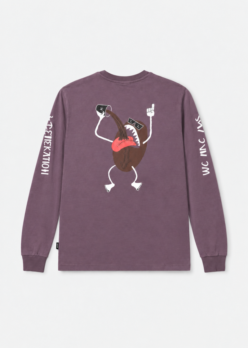 TSHIRT LS COFFEE BEAN GRAPE